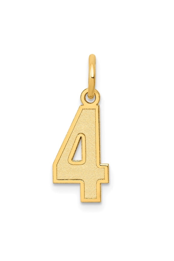 14k Yellow Gold Small Satin Number 4 Charm