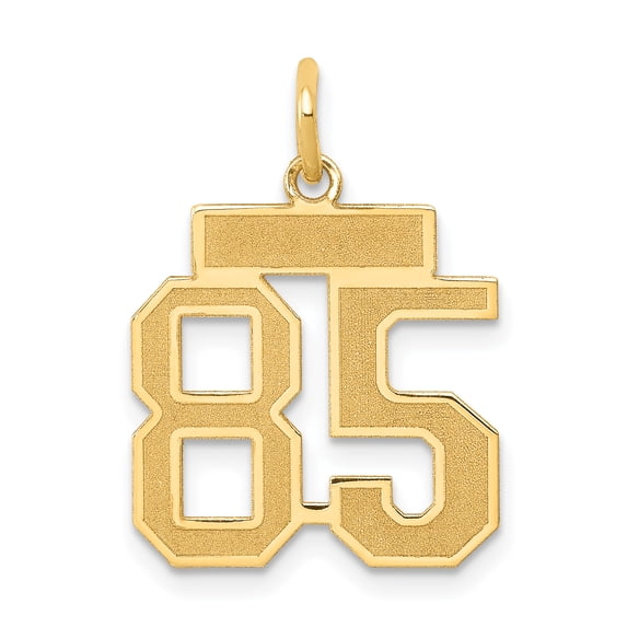 14k Yellow Gold Small Satin Number 85 Charm Pendant
