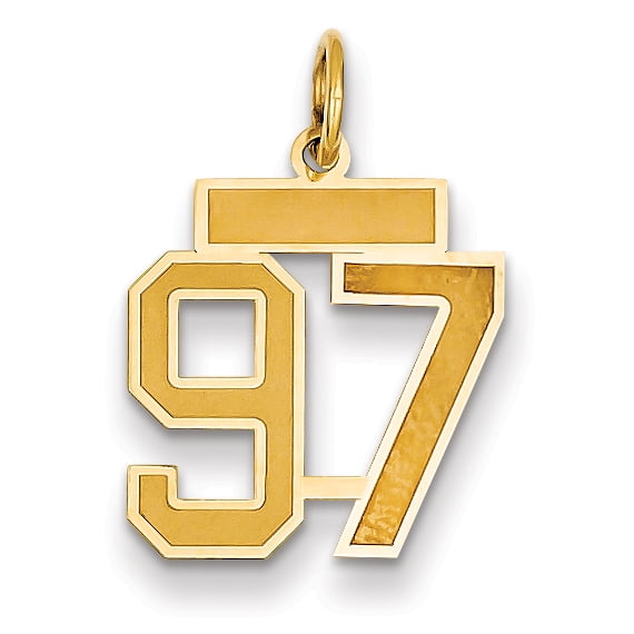 14k Yellow Gold Small Satin Number 97 Charm Pendant