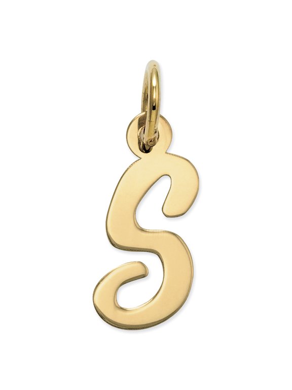 14k Yellow Gold Small Script Initial S Charm Pendant