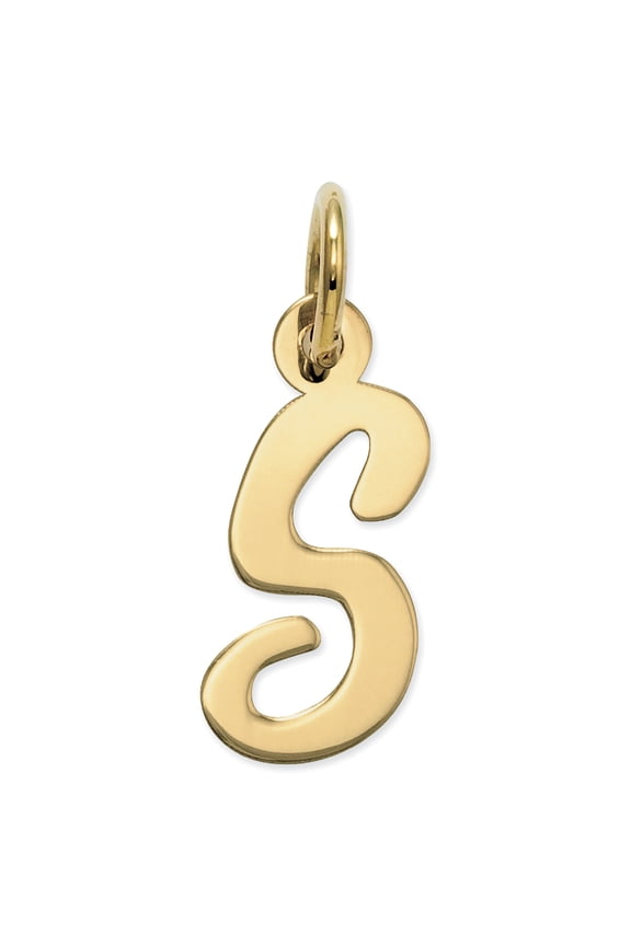 14k Yellow Gold Small Script Initial S Charm Pendant
