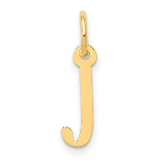 14k Yellow Gold Small Slanted Block Initial J Charm - .2 Grams - Measures 16.9x4.9mm