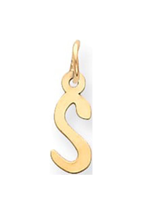 14k Yellow Gold Small Slanted Block Initial S Charm