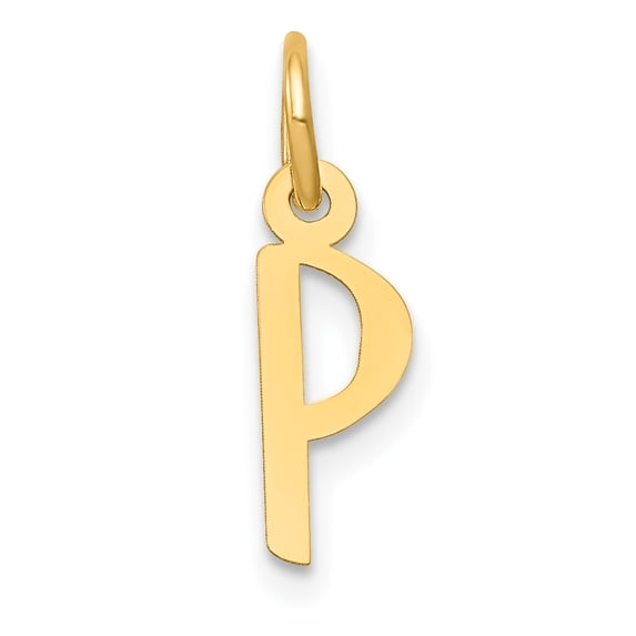 14k Yellow Gold Small Slanted Block Letter P Initial Charm Pendant
