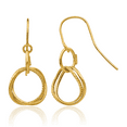 thumbnail image 1 of 14K Solid Yellow Gold Twisted Circle Round Drop Dangle Earrings, 1 of 10
