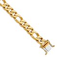 thumbnail image 1 of 14k Yellow Gold Solid 11mm Hand Polished Figaro Link Chain Bracelet 8 Inch Lobster Claw Link Bracelet for Women and Men, 1 of 2