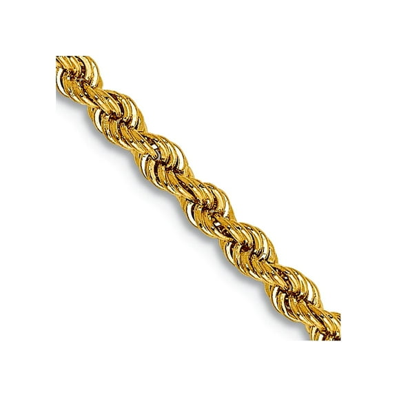 14k Yellow Gold Solid 2.25mm Handmade Regular Rope Chain Necklace 16 Inch Lobster Claw Chain Necklace for Women and Men