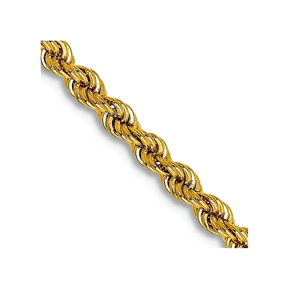 14k Yellow Gold Solid 2.25mm Handmade Regular Rope Chain Necklace 24 Inch Lobster Claw Chain Necklace for Women and Men