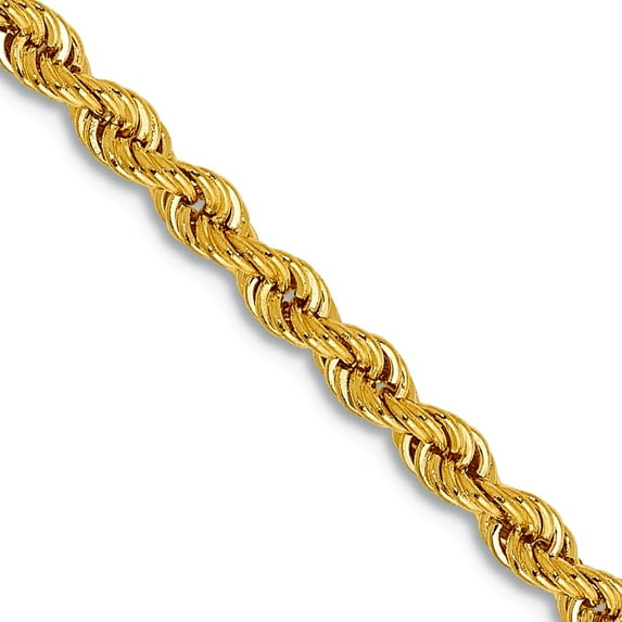 14k Yellow Gold Solid 2.5mm Handmade Regular Rope Chain Necklace 16 Inch Lobster Claw Chain Necklace for Women and Men