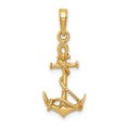 thumbnail image 1 of 14k Yellow Gold Solid 3D Anchor with Shackle and Entwined Rope Charm Pendant, 1 of 2