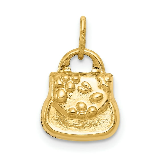 14k Yellow Gold Solid 3D Purse Charm Pendant