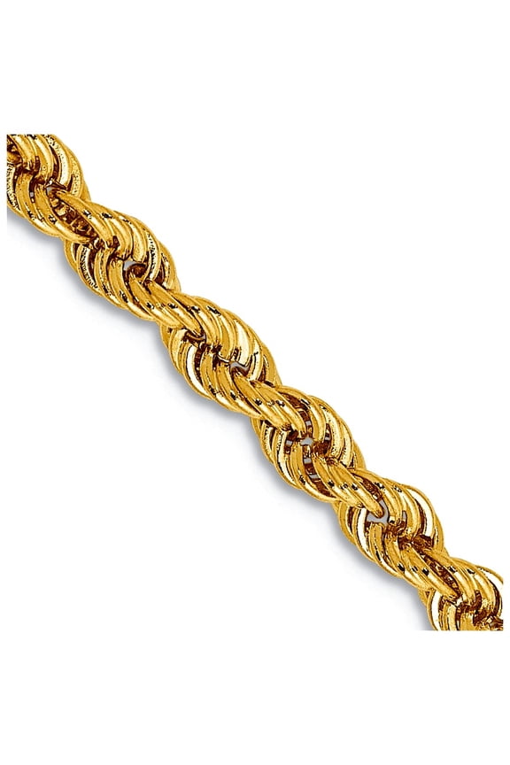 14k Yellow Gold Solid 3mm Handmade Regular Rope Chain Necklace 22 Inch Lobster Claw Chain Necklace for Women and Men