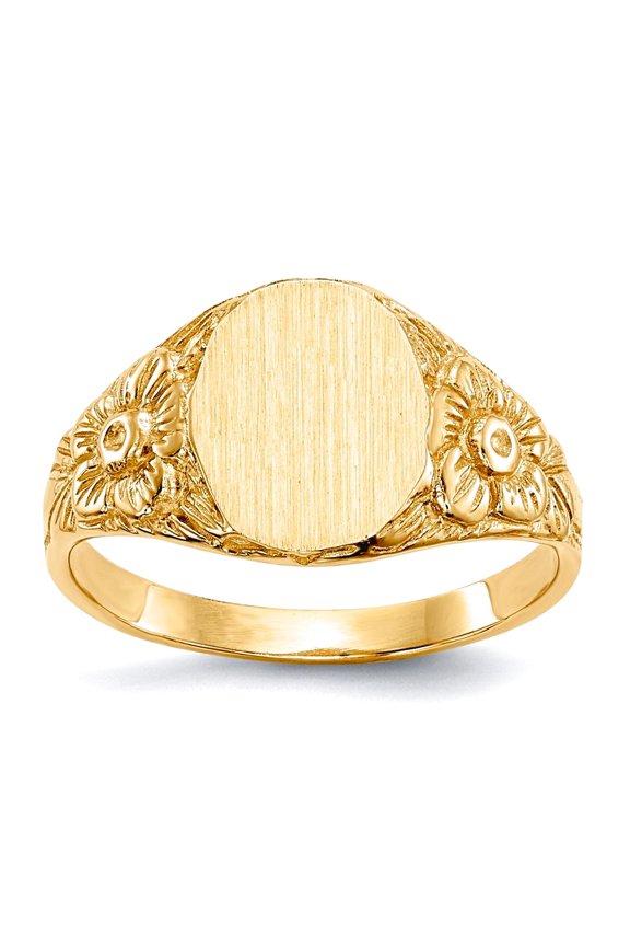 14k Yellow Gold Solid Back Signet Ring Size 6 Ring for Women - 3.6 Grams