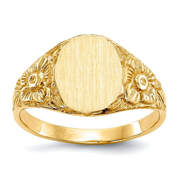 14k Yellow Gold Solid Back Signet Ring Size 6 Ring for Women - 3.6 Grams