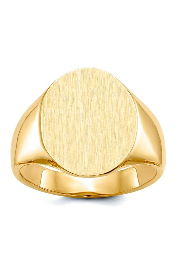 14k Yellow Gold Solid Brushed Polished Mens Signet Ring Size 10 Ring for Men - 5.6 Grams