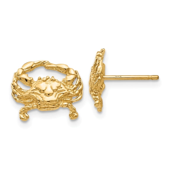 14k Yellow Gold Solid Crab Post Earrings