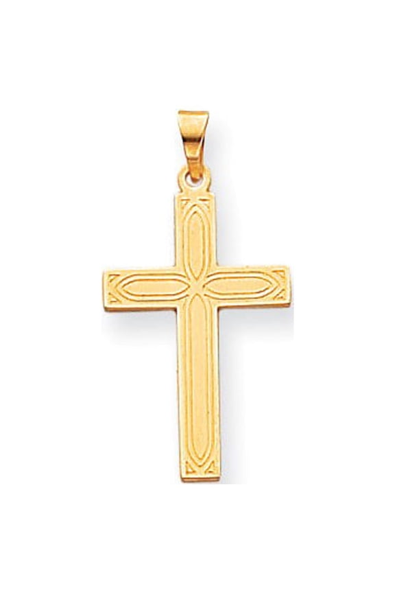 14k Yellow Gold Solid Cross Pendant