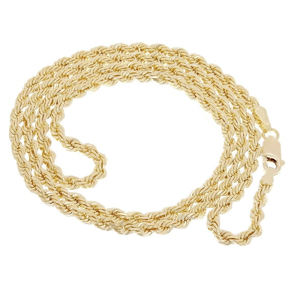 14k Yellow Gold Solid Diamond Cut Rope Chain Necklace 18" 3.5mm - 18"