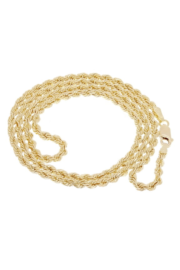 14k Yellow Gold Solid Diamond Cut Rope Chain Necklace 20" 3mm - 20"