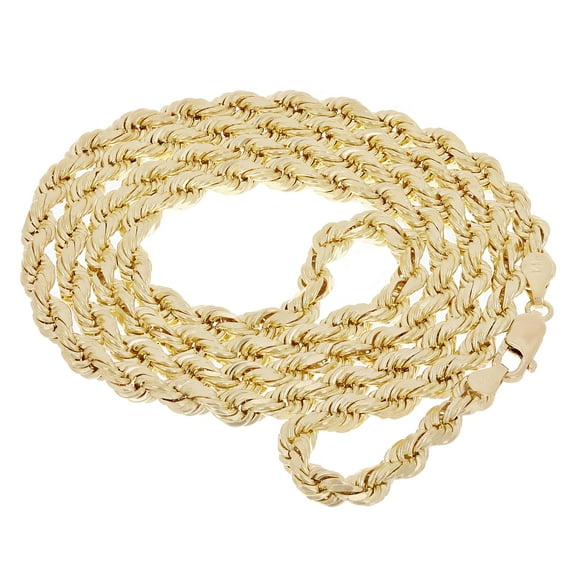 14k Yellow Gold Solid Diamond Cut Rope Chain Necklace 20" 5mm - 20"