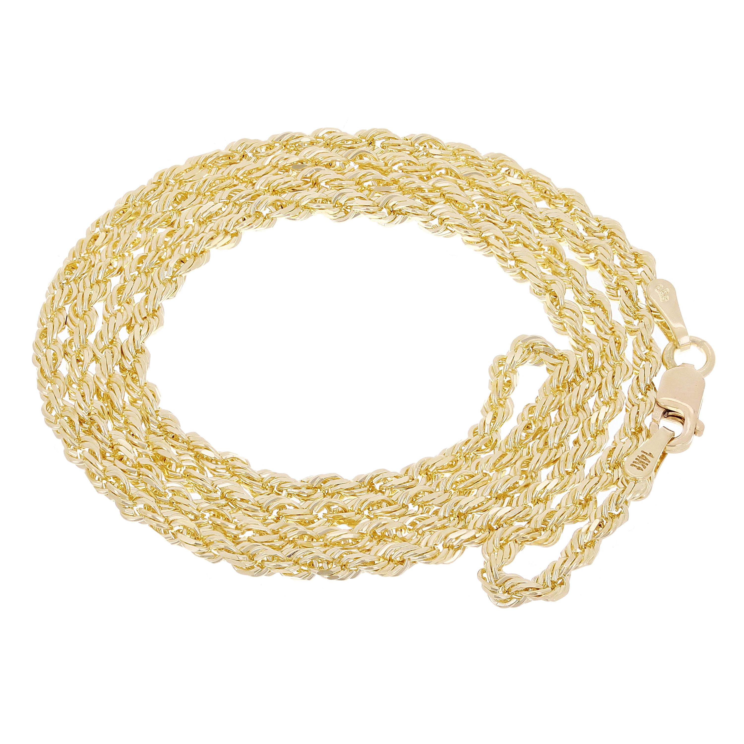 14k Yellow Gold Solid Diamond Cut Rope Chain Necklace 28" 2.5mm - 28"