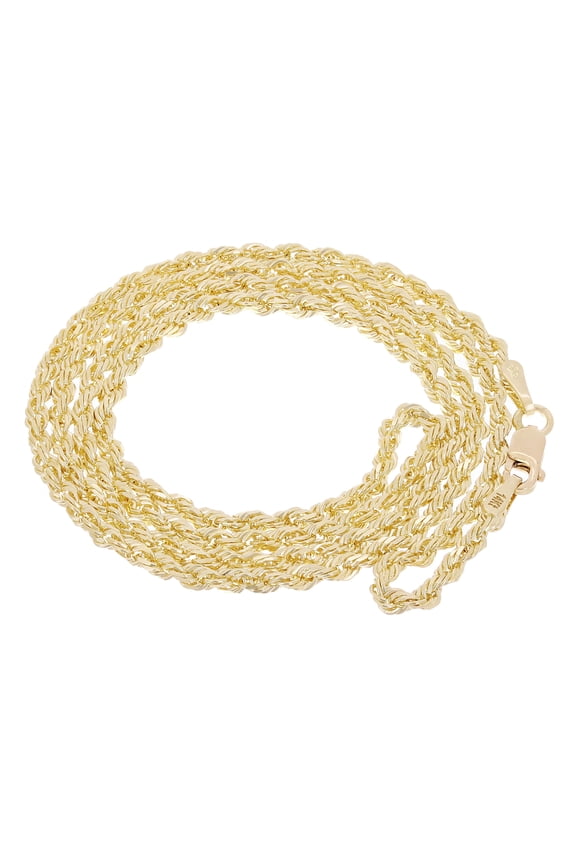14k Yellow Gold Solid Diamond Cut Rope Chain Necklace 28" 2.5mm - 28"