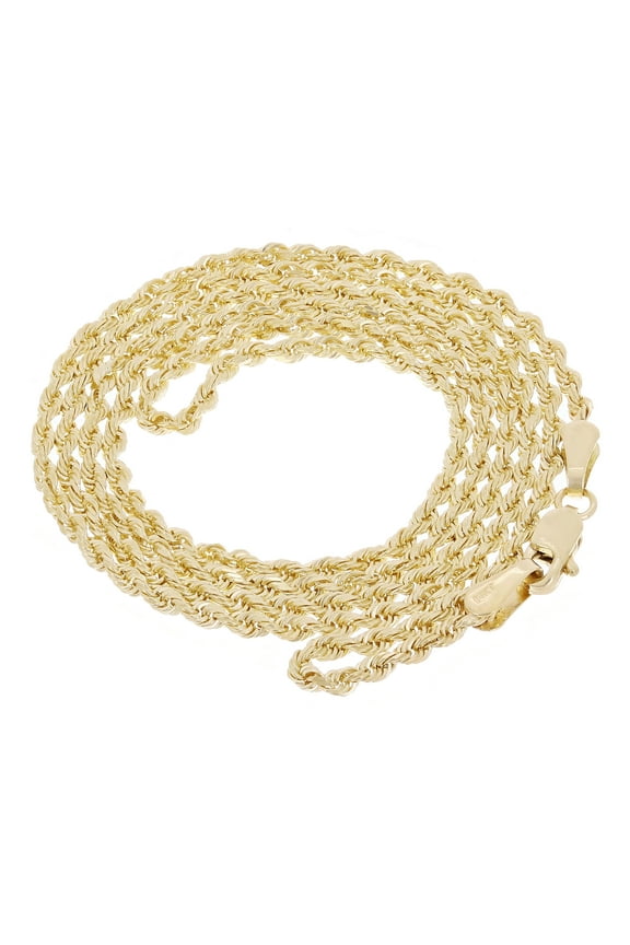 14k Yellow Gold Solid Diamond Cut Rope Chain Necklace 28" 2mm - 28"
