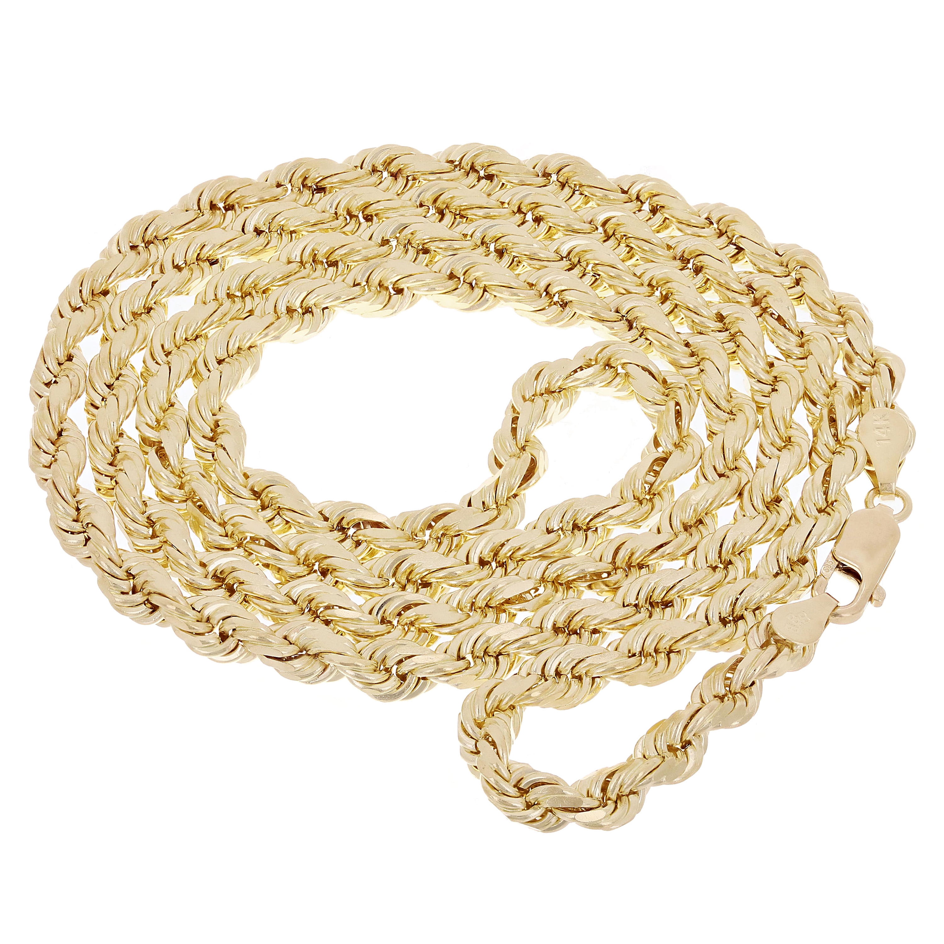 14k Yellow Gold Solid Diamond Cut Rope Chain Necklace 28" 6mm - 28"