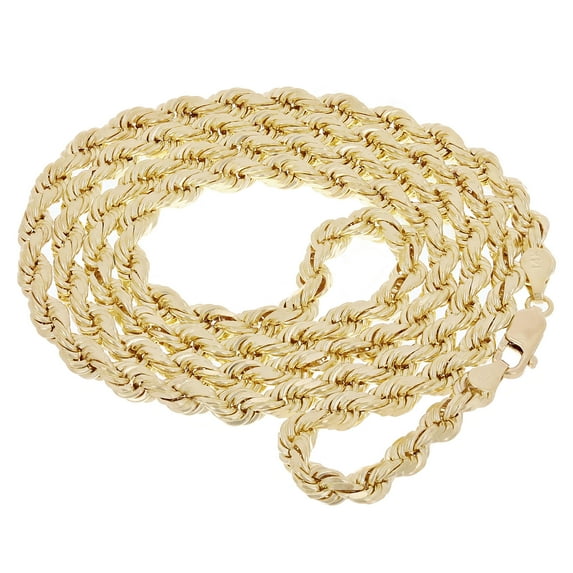 14k Yellow Gold Solid Diamond Cut Rope Chain Necklace 28" 6mm - 28"