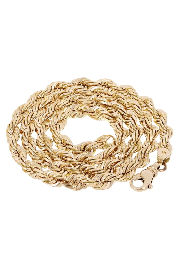 14k Yellow Gold Solid Diamond Cut Rope Chain Necklace 28" 7mm - 28"