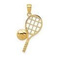 thumbnail image 1 of 14k Yellow Gold Solid Diamond-Cut Tennis Racquet Charm Pendant, 1 of 2