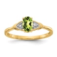 thumbnail image 1 of 14k Yellow Gold Solid Diamond & Peridot Band Ring, 1 of 7