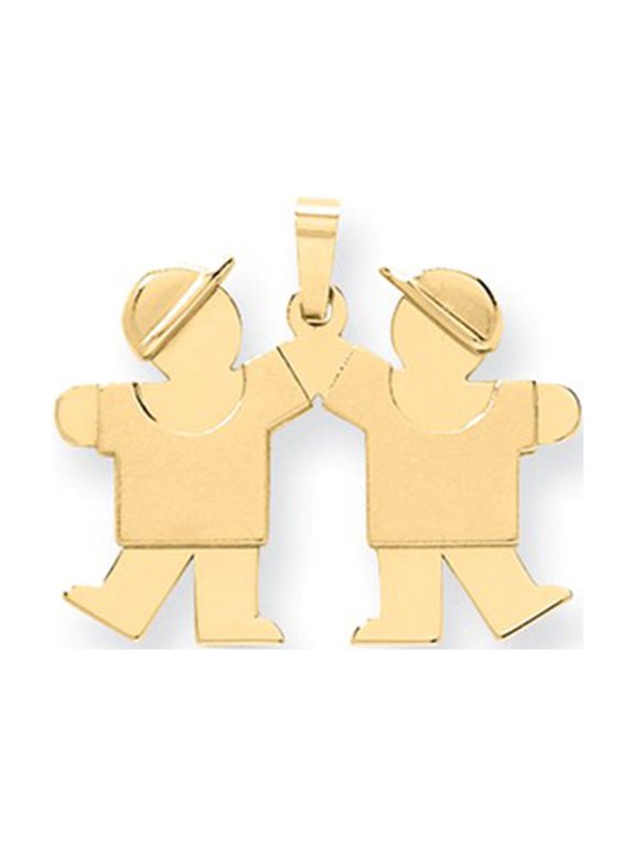 14k Yellow Gold Solid Double Boys Engravable Charm