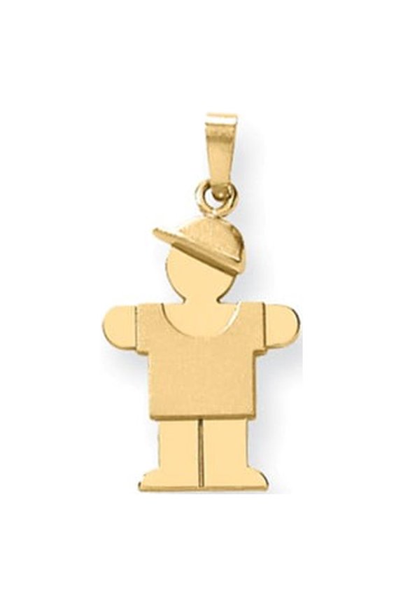 14k Yellow Gold Solid Engravable Boy with Hat on Right Charm