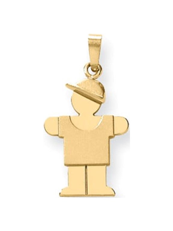 14k Yellow Gold Solid Engravable Boy with Hat on Right Charm
