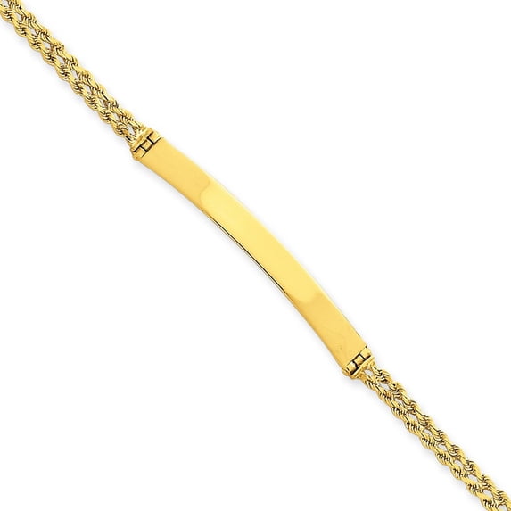14k Yellow Gold Solid Two Strand Rope ID Bracelet 8 Inch Lobster Claw Measures 5mm Wide - Identification Bracelet for Wo