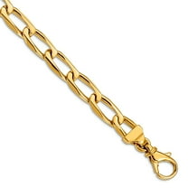 14k Yellow Gold Solid Fancy Lobster Closure 6.5mm Hand Polished Open Link Chain Bracelet 8 Inch Lobster Claw Link Bracel