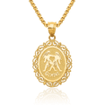 thumbnail image 1 of 14K Solid Yellow Gold Gemini Zodiac Necklace Twins Horoscope Pendant May June Birthday Charm Astrology Jewelry, 1 of 13
