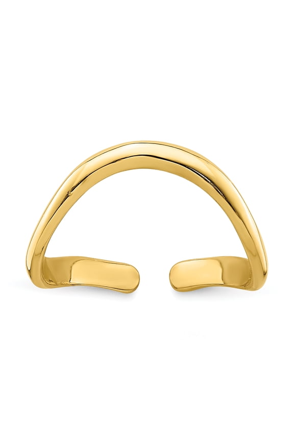 14k Yellow Gold Solid Gold Polished Adjustable Wave Toe Ring