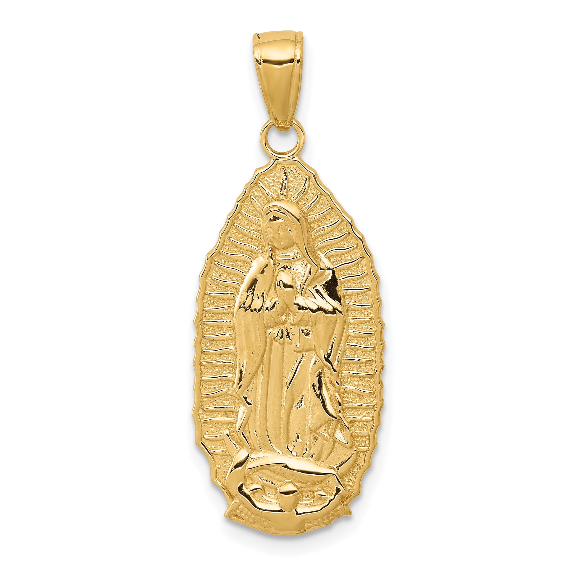14k Yellow Gold Solid Gold Polished Our Lady of Guadalupe Oval Disc ...