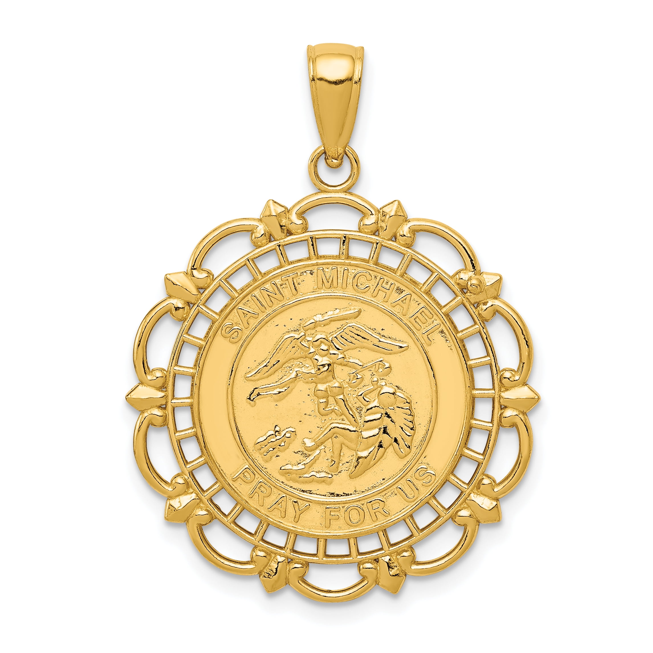 14k Yellow Gold and Satin St. Anthony Medal Pendant : Solid 14k Yellow Gold Polished and Satin St. Michael