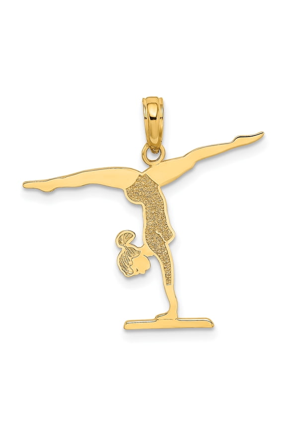 14k Yellow Gold Solid Gymnastics Floor Charm Pendant