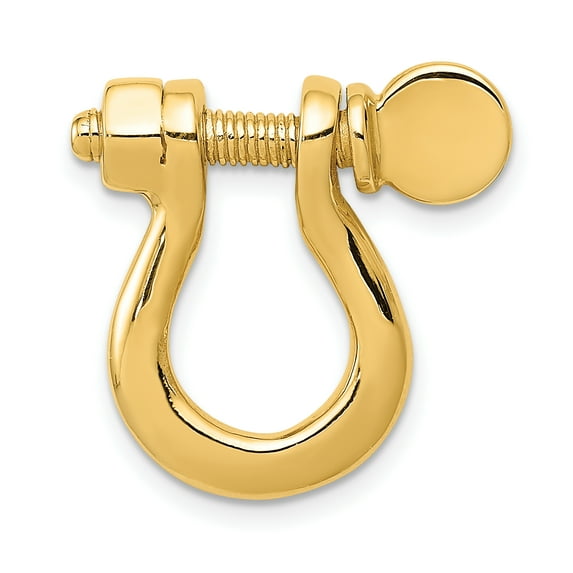 14k Yellow Gold Solid Large Shackle Link Charm Pendant