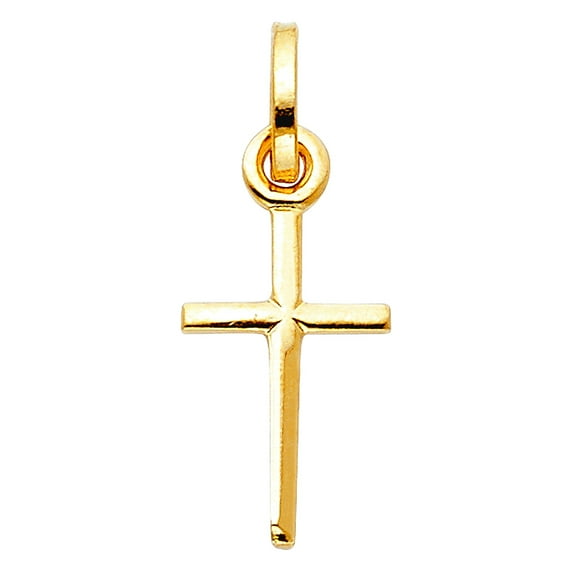 14k Yellow Gold Solid Latin Religious Faith Cross 10x25mm Necklace Pendant Necklace for Women