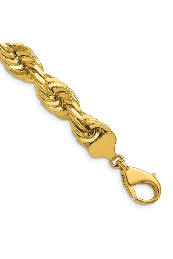 14k Yellow Gold Solid Lobster Claw Closure 10mm D Cut Rope Barrel Clasp Chain Necklace 22 Inch - Chain Necklace for Wome