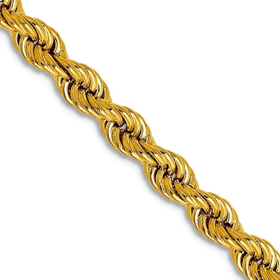 14k Yellow Gold Solid Lobster Claw Closure 3.65mm Handmade Regular Rope Chain Necklace 22 Inch Chain Necklace for Women