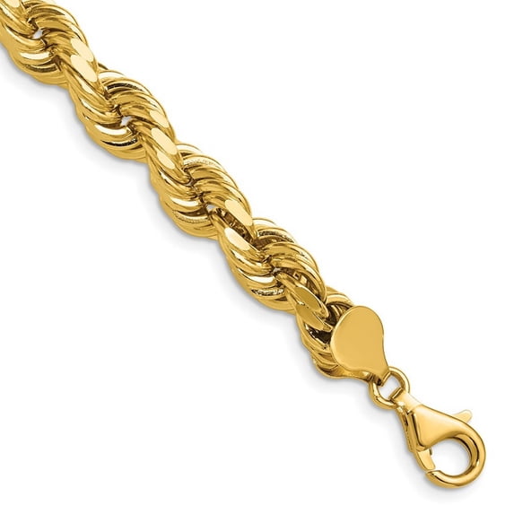 14k Yellow Gold Solid Lobster Claw Closure 8mm D Cut Rope Barrel Clasp Chain Necklace 22 Inch - Chain Necklace for Women