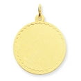 thumbnail image 1 of 14k Yellow Gold Solid Patterned .018 Gauge Circular Engravable Disc Charm Pendant, 1 of 5
