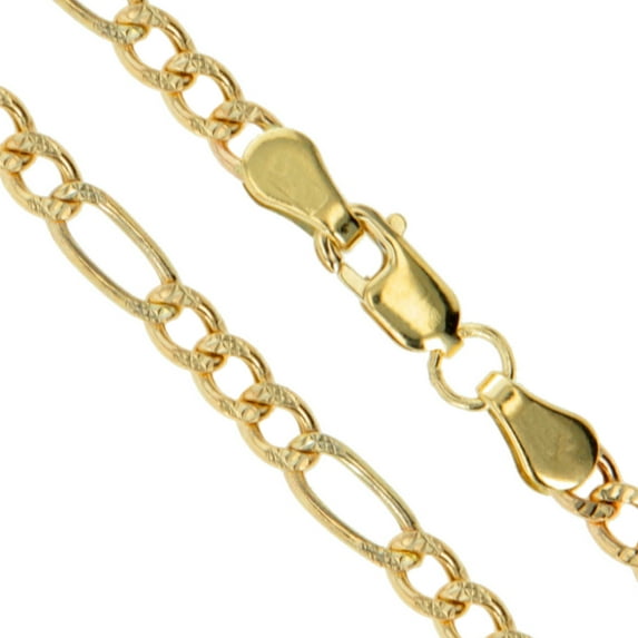 14k Yellow Gold Solid Pave Figaro Link Chain 7mm Necklace 28" Jewelry Female Unisex