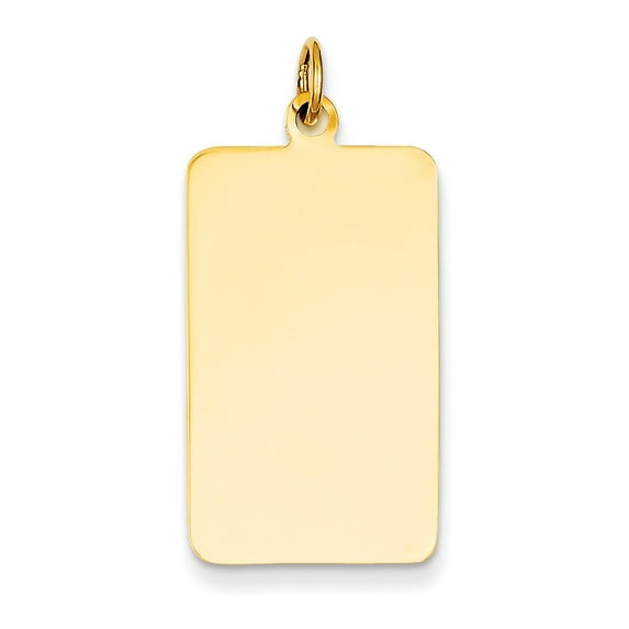 14k Yellow Gold Solid Plain .011 Gauge Rectangular Engravable Disc Charm Pendant